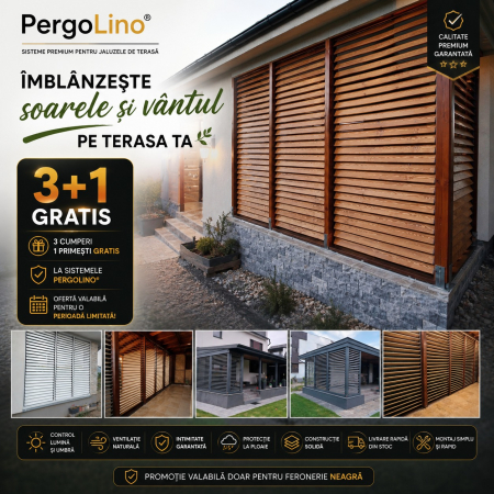 Feroneriile PergoLino® - Jaluzele de terasa cu lamele ajustabile bioclimatice. Feronerie metalica.