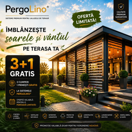 Feroneriile PergoLino® - Jaluzele de terasa cu lamele ajustabile bioclimatice. Feronerie metalica.