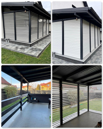Jaluzele de terasa cu lamele ajustabile bioclimatice. Feronerie cu glisiere metalice. [9]