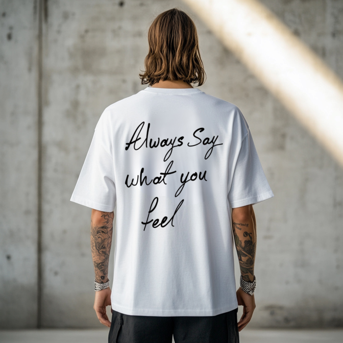 Tricou oversized  din bumbac organic Always say what you feel [3]