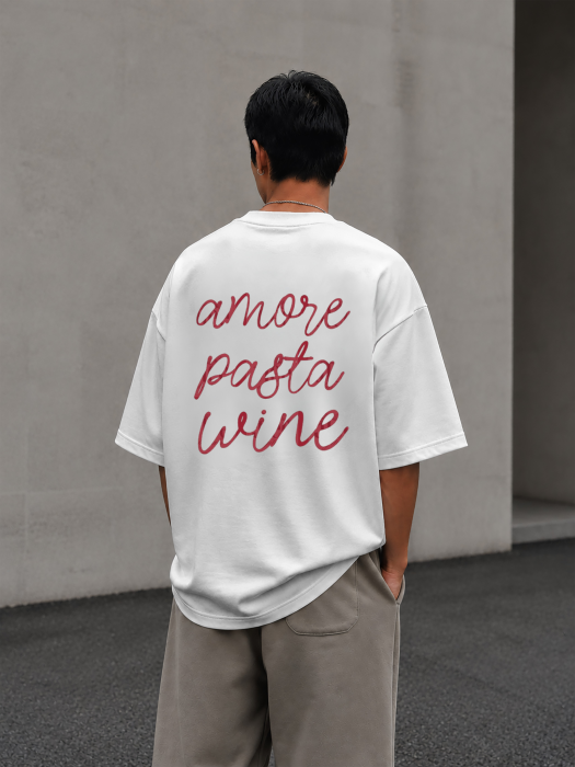 Tricou oversized  din bumbac organic Amore pasta wine [3]