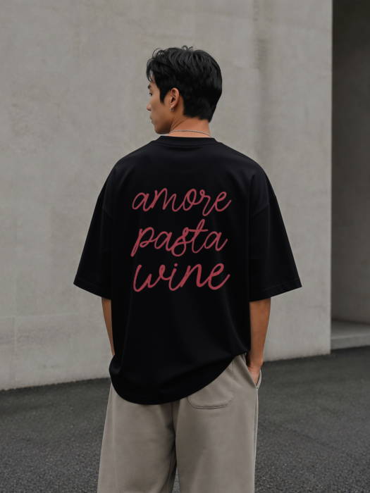 Tricou oversized  din bumbac organic Amore pasta wine [4]