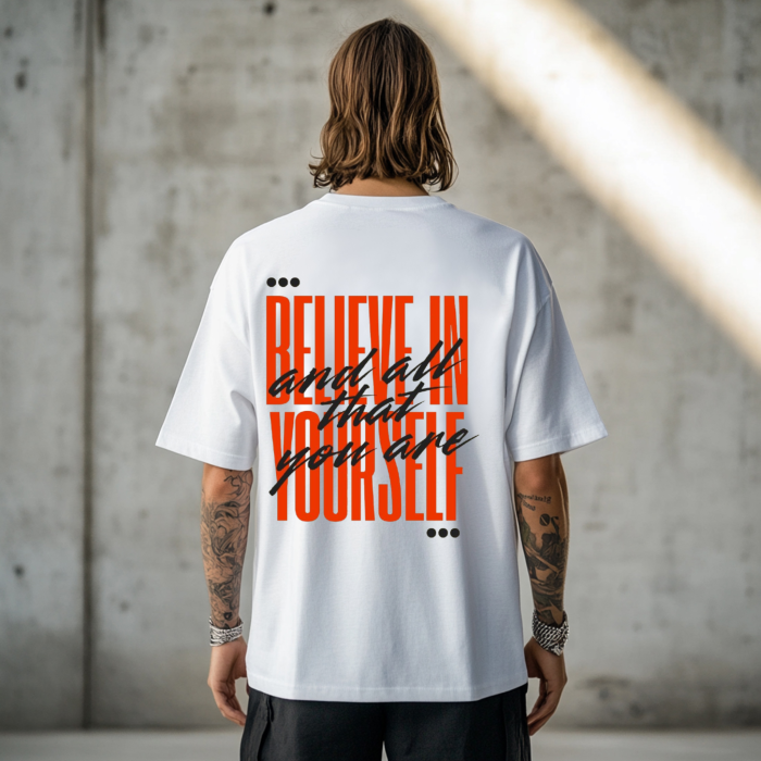 Tricou oversized  din bumbac organic Believe in yourself [3]