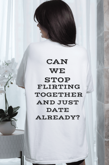 Tricou oversized din bumbac organic  Can you stop flirting [3]