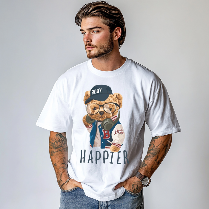 Tricou oversized  din bumbac organic Enjoy happier [3]
