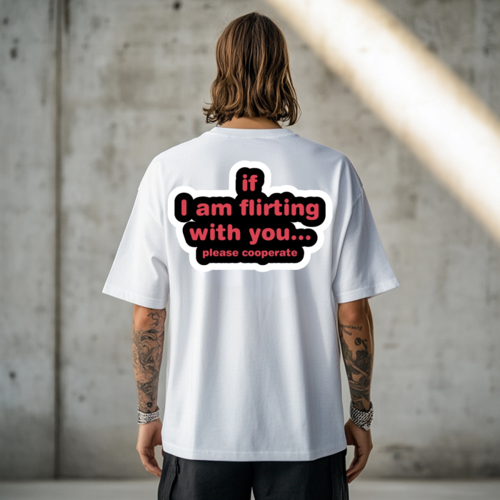 Tricou oversized din bumbac organic If i am flirting [3]