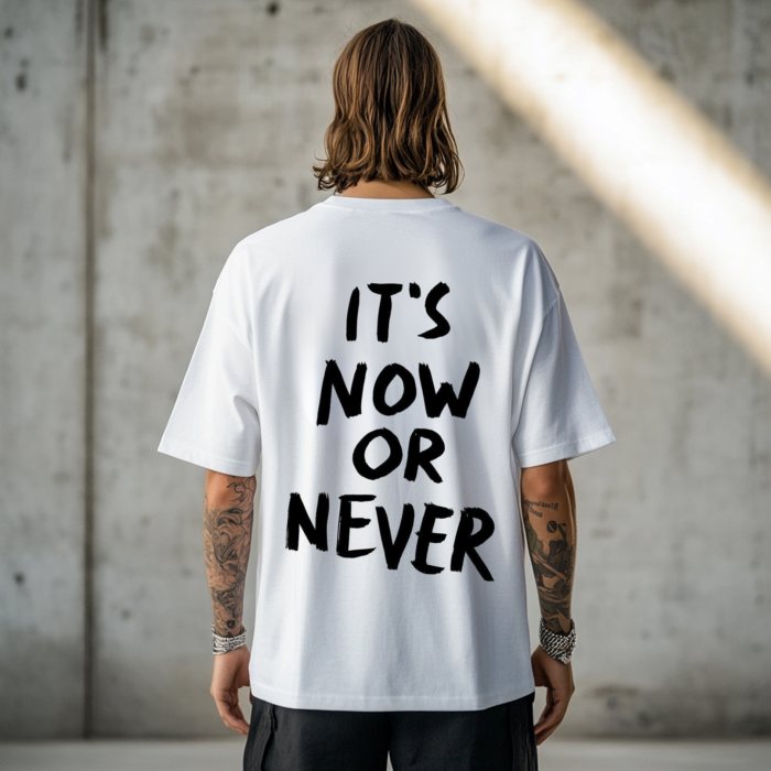 Tricou oversized  din bumbac organic It's now or never [3]
