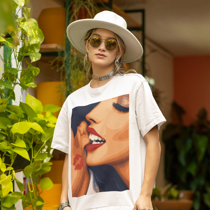 Tricou oversized din bumbac organic Kiss [3]