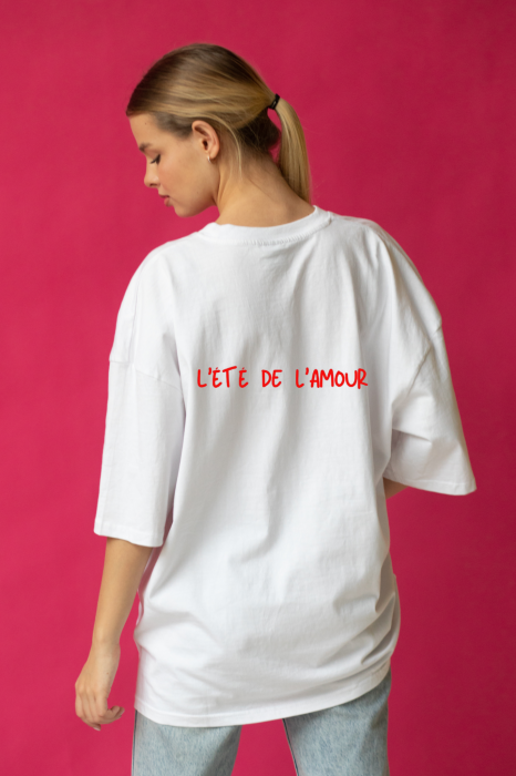 Tricou oversized din bumbac organic L'été de l'amour [3]