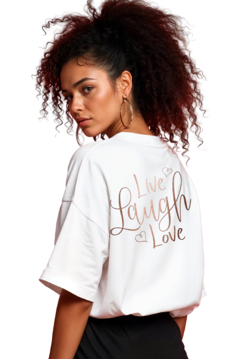 Tricou oversized  din bumbac organic Live laught love [3]