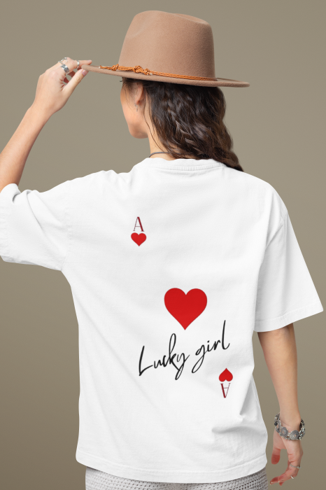 Tricou oversized  din bumbac organic Lucky girl [3]