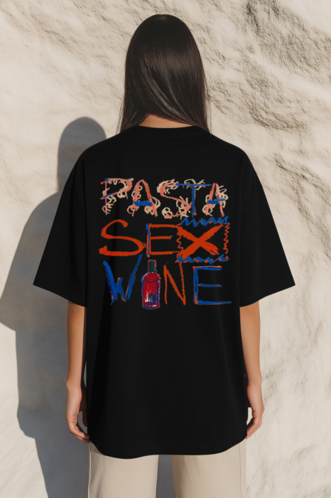 Tricou unisex  din bumbac 100% Pasta sex wine [4]