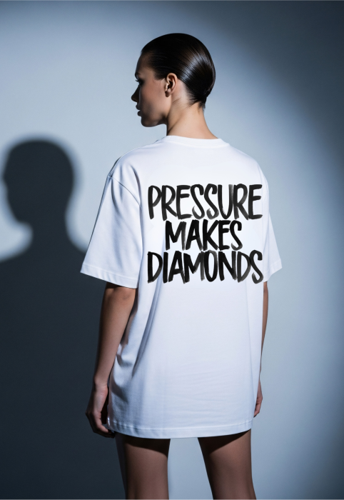 Tricou oversized  din bumbac organic Pressure make diamonds [3]
