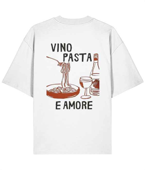 Tricou oversized  din bumbac organic Vino pasta amore [4]