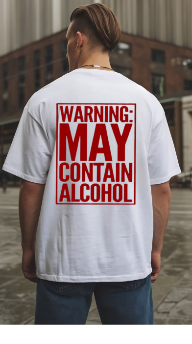 Tricou oversized din bumbac organic  Warning may alcohol [3]