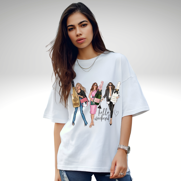 Tricou oversized  din bumbac organic Week-end girls [3]