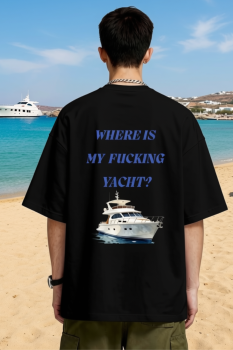 Tricou Oversized Din Bumbac Organic Where is my fucking yacht? [2]