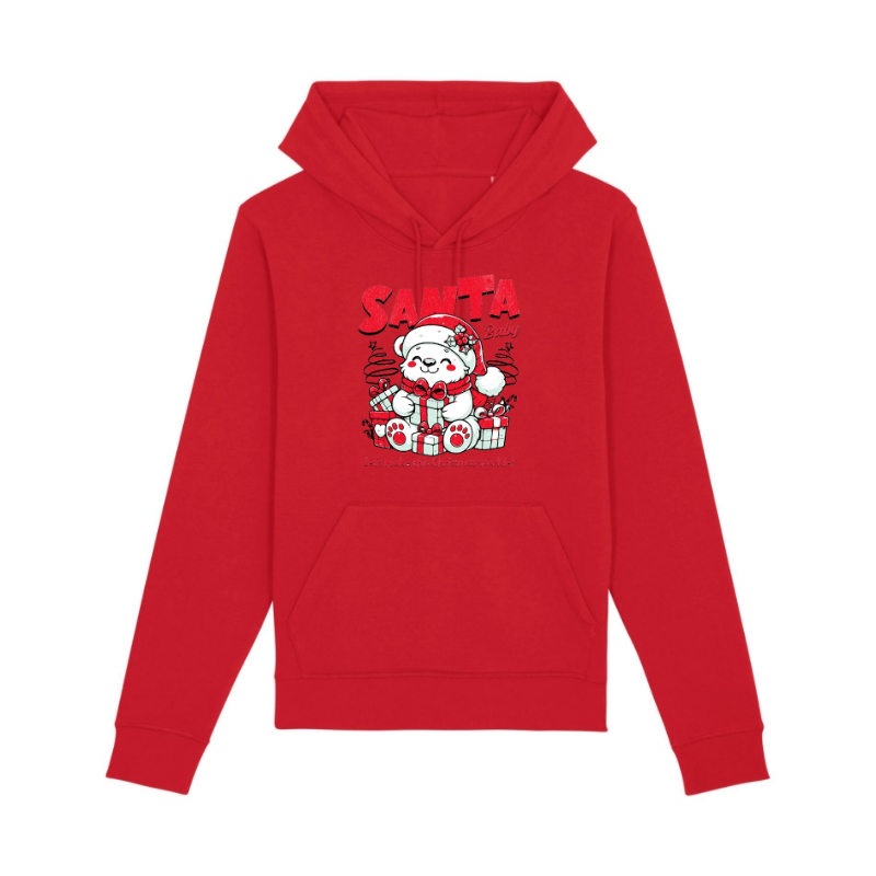 HANORACE PERSONALIZATE - HANORAC UNISEX DIN BUMBAC ORGANIC SANTA BABY RED