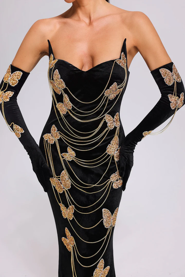 ROCHII LUNGI - ROCHIE DE SEARA DIN CATIFEA BUTTERFLY