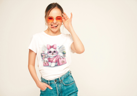 COLECTIA FASHIONISTA - Tricou din bumbac organic personalizat cu imagini print tematica la moda