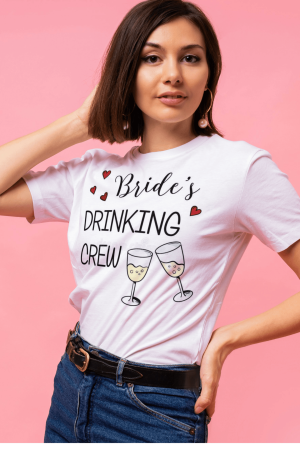 Tricouri pentru femei - Tricou din bumbac organic personalizat cu imagini print tematica petrecerea burlacitelor