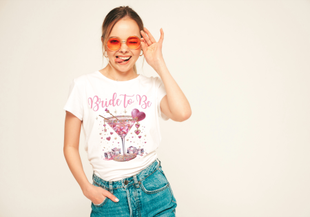 COLECTIA FASHIONISTA - Tricou din bumbac organic personalizat cu imagini print tematica petrecerea burlacitelor
