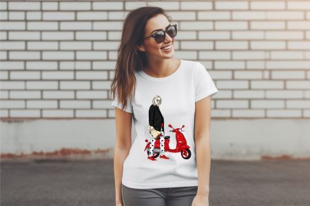 Tricouri pentru femei - Tricou din bumbac organic personalizat cu imagini print tematica la moda