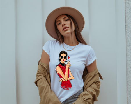 COLECTIA FASHIONISTA - Tricou din bumbac organic personalizat cu imagini print tematica la moda