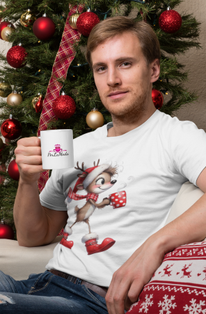 Tricou din bumbac organic personalizat cu imagini print tematica moda de Craciun. [0]