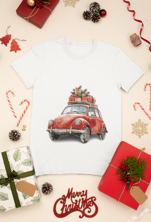 TRICOURI PERSONALIZATE - Tricou din bumbac organic personalizat cu imagini print tematica moda de Craciun.