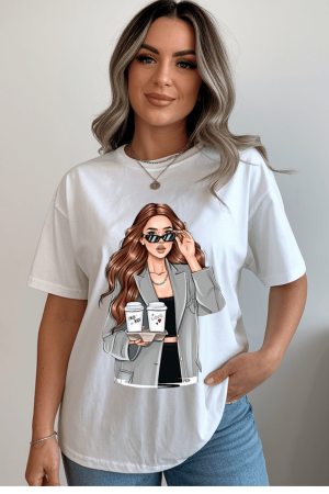 Tricouri pentru femei - Tricou din bumbac organic personalizat cu imagini print tematica la moda