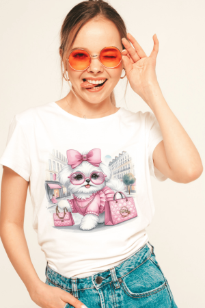 Tricouri pentru femei - Tricou din bumbac organic personalizat cu imagini print tematica la moda