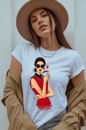 Colectia Fashionista - Tricou din bumbac organic personalizat cu imagini print tematica la moda