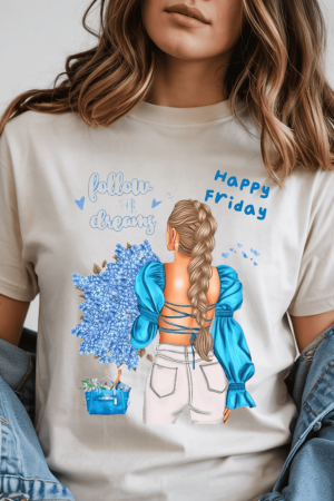 Colectia Fashionista - Tricou din bumbac organic personalizat cu imagini print tematica la moda