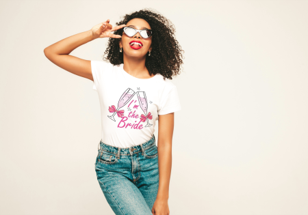 COLECTIA FASHIONISTA - Tricou din bumbac organic personalizat cu imagini print tematica petrecerea burlacitelor