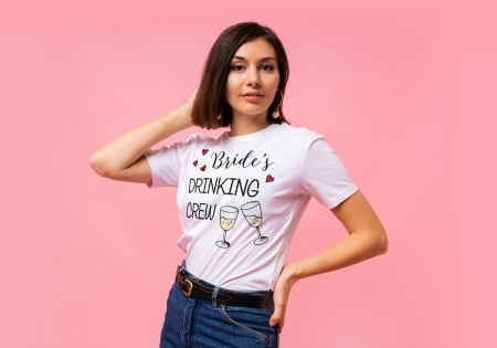 COLECTIA FASHIONISTA - Tricou din bumbac organic personalizat cu imagini print tematica petrecerea burlacitelor