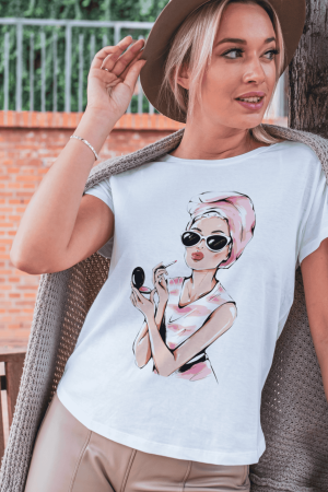 Colectia Fashionista - Tricou din bumbac organic personalizat cu imagini print tematica la moda