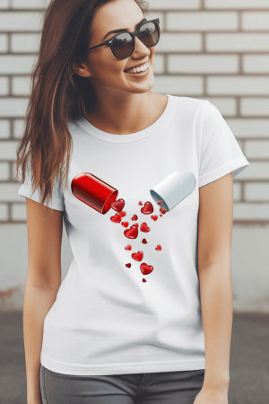 Love and Flirty - Tricou din bumbac organic personalizat cu imagini print tematica la moda