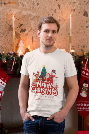 COLECTIA DE CRACIUN - TRICOU DIN BUMBAC ORGANIC MERRY CHRISTMAS AND HAPPY NEW YEAR
