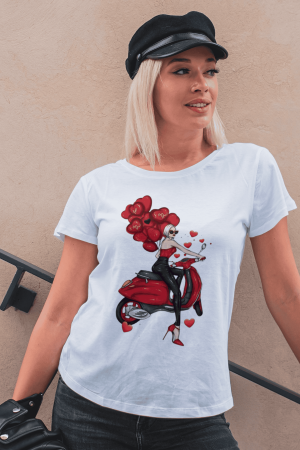 Love and Flirty - Tricou din bumbac organic personalizat cu imagini print tematica la moda