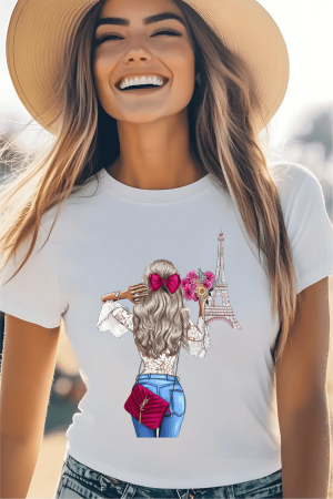 Colectia Fashionista - Tricou din bumbac organic personalizat cu imagini print tematica la moda