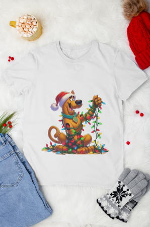 UNISEX - Tricou din bumbac organic personalizat cu imagini print tematica moda de Craciun.