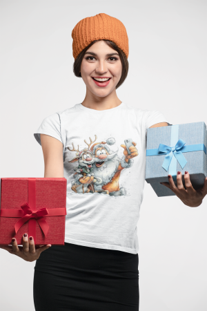 Tricou din bumbac organic personalizat cu imagini print tematica moda de Craciun. [0]