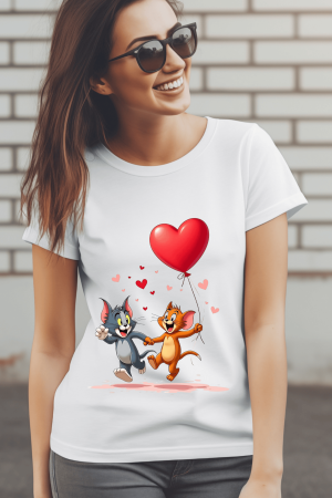 Love and Flirty - Tricou din bumbac organic personalizat cu imagini print tematica la moda