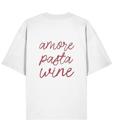Colectia Words - Tricou oversized  din bumbac organic Amore pasta wine