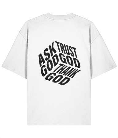 Colectia Words - Tricou oversized  din bumbac organic Ask  Trust Thank God