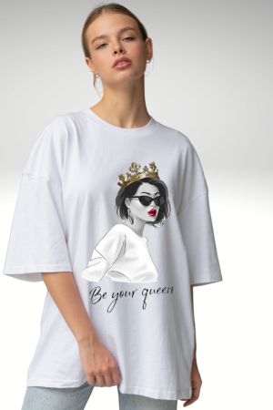 Colectia Fashion Icon - Tricou oversized din bumbac organic Be your queen