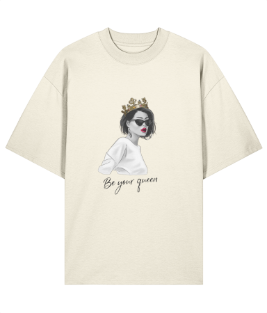Tricouri pentru femei - Tricou oversized din bumbac organic Be your queen