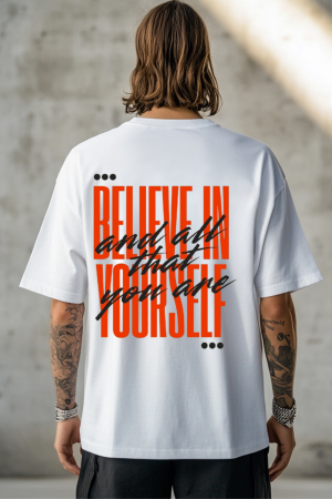 TRICOURI UNISEX - Tricou oversized  din bumbac organic Believe in yourself