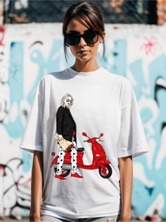 Tricouri pentru femei - Tricou oversized din bumbac organic Blanca